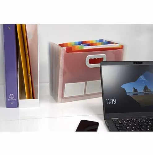 Exacompta Crystal Multipart Expanding Document Case, Transparent, W: 33.0 cm, D: 23.5 cm, H: 25.0 cm, 24 Tabbed Sections for A4 Documents – 3