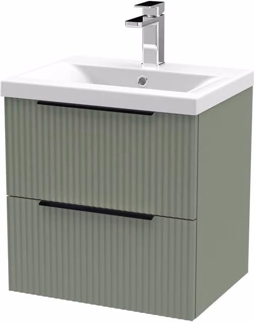 Balterley Green Matt 2 Drawer Vanity Basin Unit and Mid-Edge Basin, Width: 50 cm