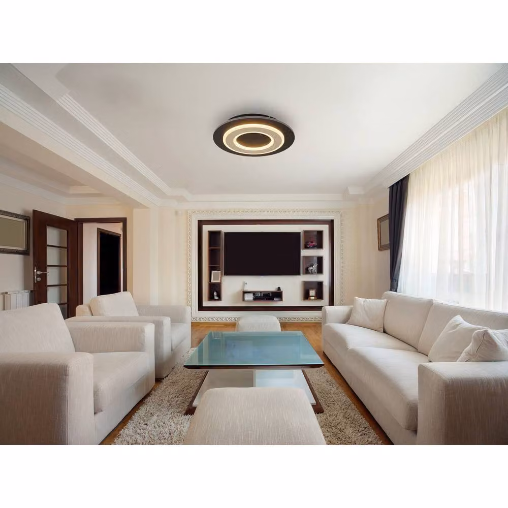 Globo Lighting Modern LED Ceiling Light for Bedroom and Living Room, Black and Brown, Diameter: 32 cm – 8