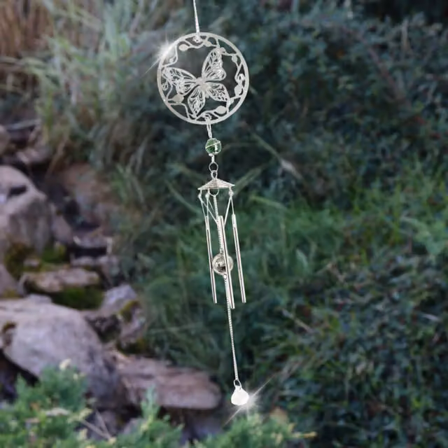 Betley Butterfly Stainless Steel Hanging Wind Chime in Silver