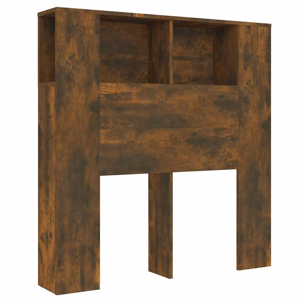 Berkfield Home Headboard Cabinet in Smoked Oak Brown, W: 100 cm, D: 18.5 cm, H: 104.5 cm – 2