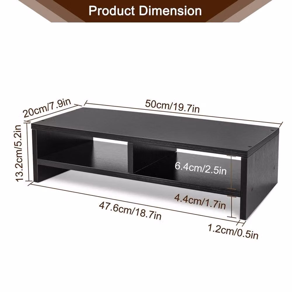 Havendro Black MDF Computer Desktop Monitor Stand and Laptop Riser Shelf – 2
