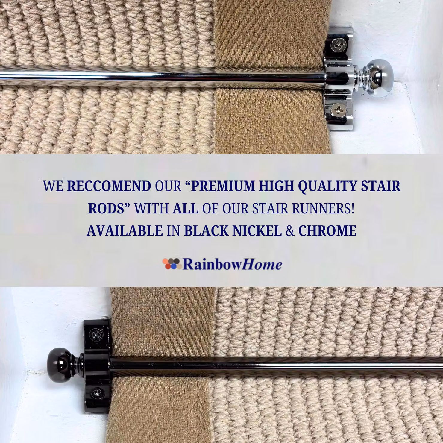 RainbowHome Kalahari Cream Stair Runner with 100% Wool Edge, W: 70 cm, L: 700 cm – 2
