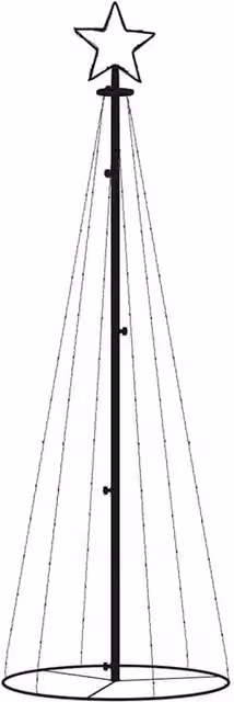 Berkfield Home White Christmas Cone Tree with 108 Warm White LEDs, W: 70 cm, H: 180 cm