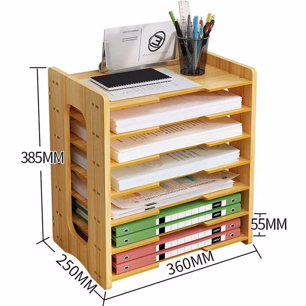EONLION 7 Tier File Storage Rack and Desk Organizer in Beige or Brown, Width: 100 cm – 2