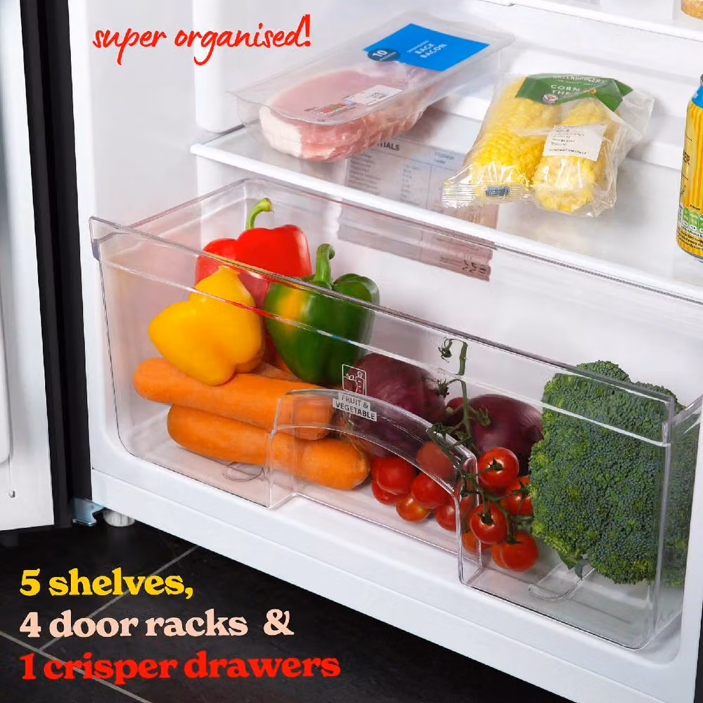 Russell Hobbs Freestanding Larder Fridge Black 242L, W: 55 cm, H: 143 cm, with Glass Shelves and Reversible Door – 8