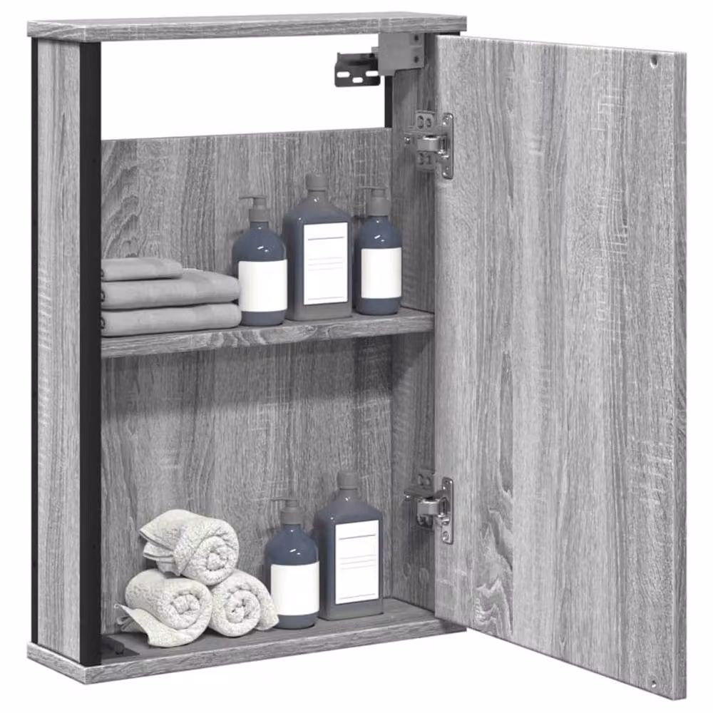 Berkfield Home Grey Sonoma Sturdy Bathroom Mirror Cabinet, W/D/H: 42 x 12 x 60 cm – 2