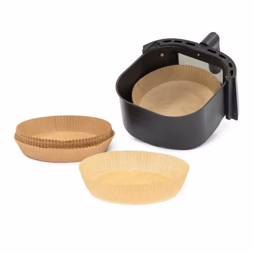 Livivo Disposable Round Air Fryer Liners, Greaseproof and Heat Resistant, Brown, Pack of 100 – 2