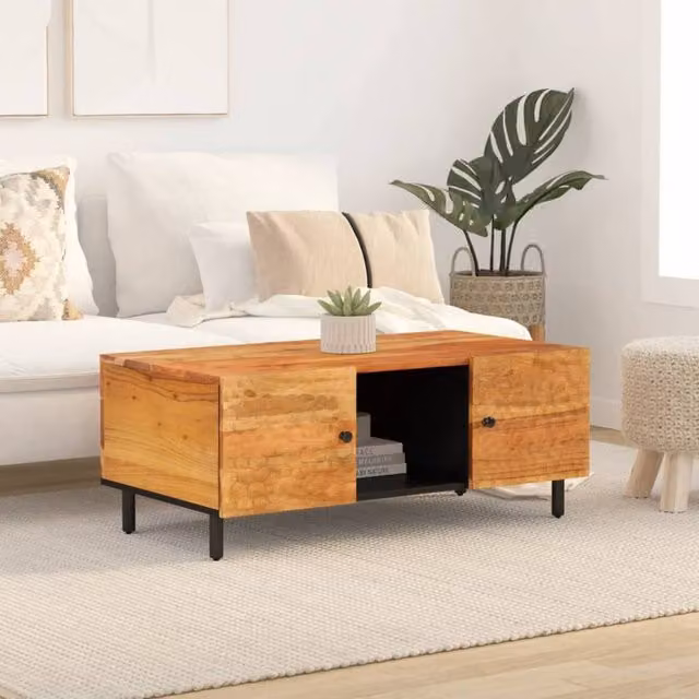 Berkfield Home Beautiful Coffee Table in Brown Solid Acacia Wood W/D/H: 100 x 54 x 40 cm – 1