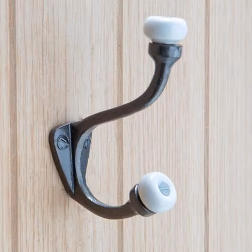 Hammer and Tongs White and Grey Ceramic and Iron Wall Mounted Hat and Coat Hook – 2