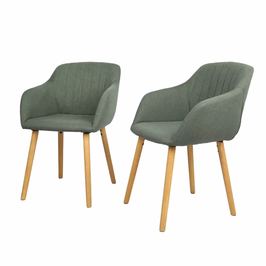 Home Garden Direct Luciano Dining Chairs in Green Textured Linen with Armrests (Set of 2) – 2