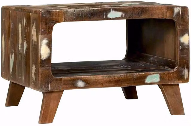 Berkfield Home Rustic Reclaimed Solid Wood Coffee Table, Brown, W/D/H: 50 x 50 x 35 cm – 1
