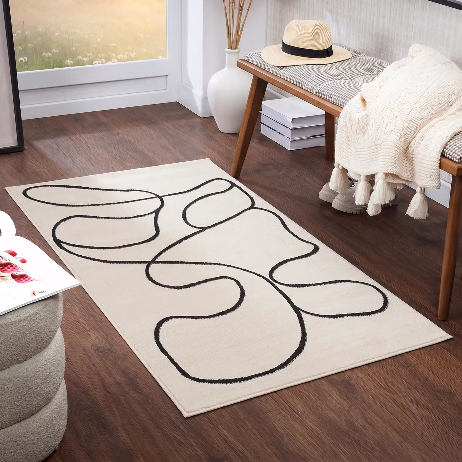 Livabliss Pisa Modern Geometric Rug in Beige, White and Black, W: 130 cm, L: 190 cm – 8