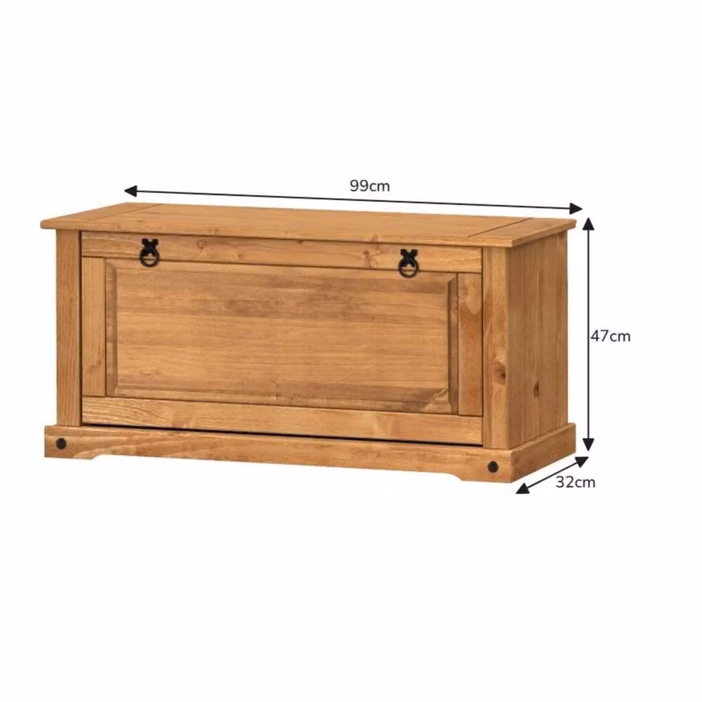 FORGEVIO Corona Shoe Rack Bench Chest with 1 Shelf in Natural Pine and Metal – 2