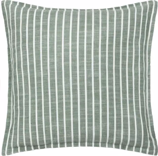Make it a Home Tala Stripe Reversible Feather Rich Cotton Cushion in Eucalyptus Green