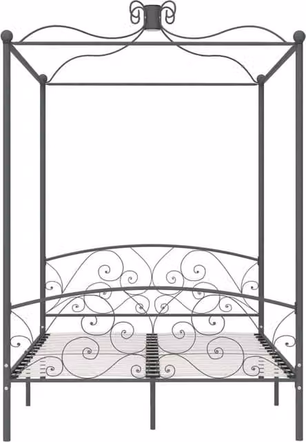 Berkfield Home Elegant Canopy Bed Frame in Grey Metal and MDF, 140 x 200 cm