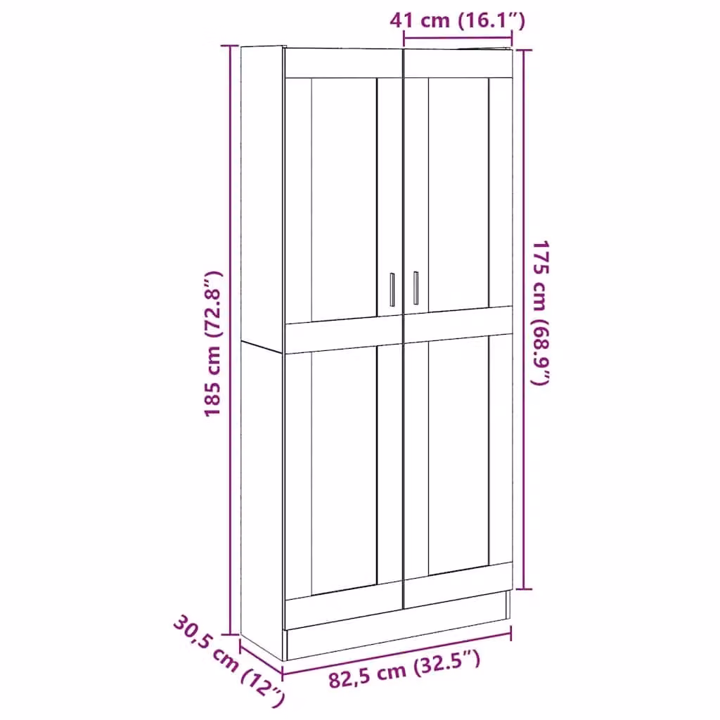 Berkfield Home Old Wood Highboard in Brown, W: 82.5 cm, D: 30.5 cm, H: 185 cm – 4