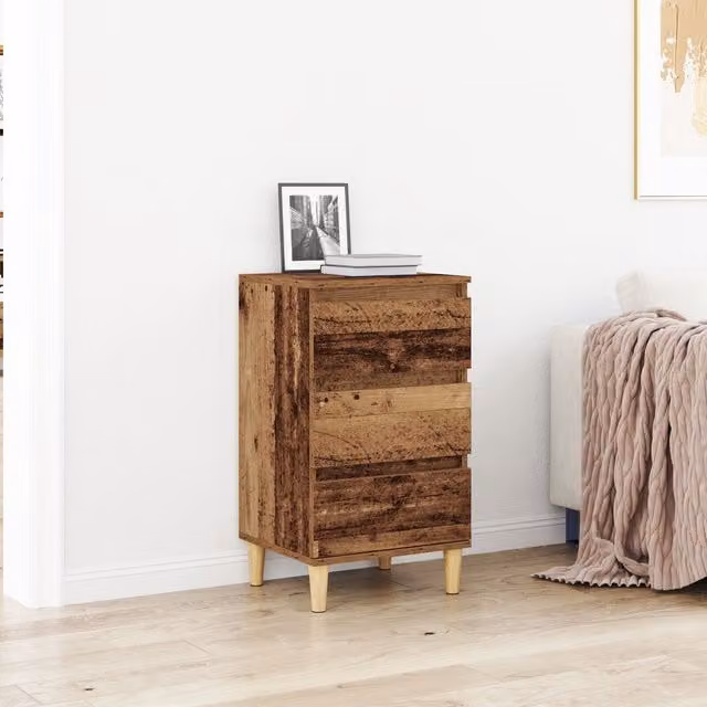 Berkfield Home Bedside Cabinet in Brown Old Wood, W/D/H: 40 x 35 x 70 cm