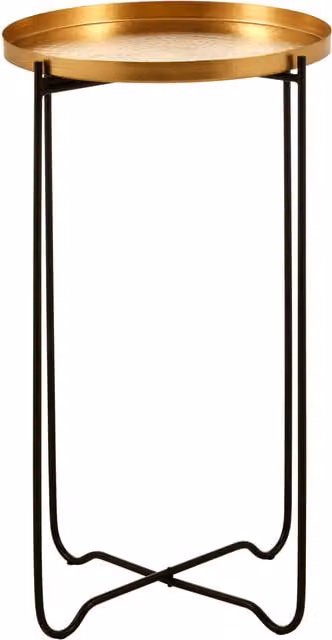 Orsina Gold and Black Round Top Side Table with Sled Base, W/D/H: 41 x 41 x 66 cm