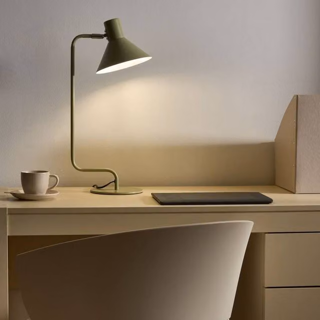 Wyld and Coco Green Metal Industrial Desk Lamp with Adjustable Cone Shade, Height: 51 cm – 1