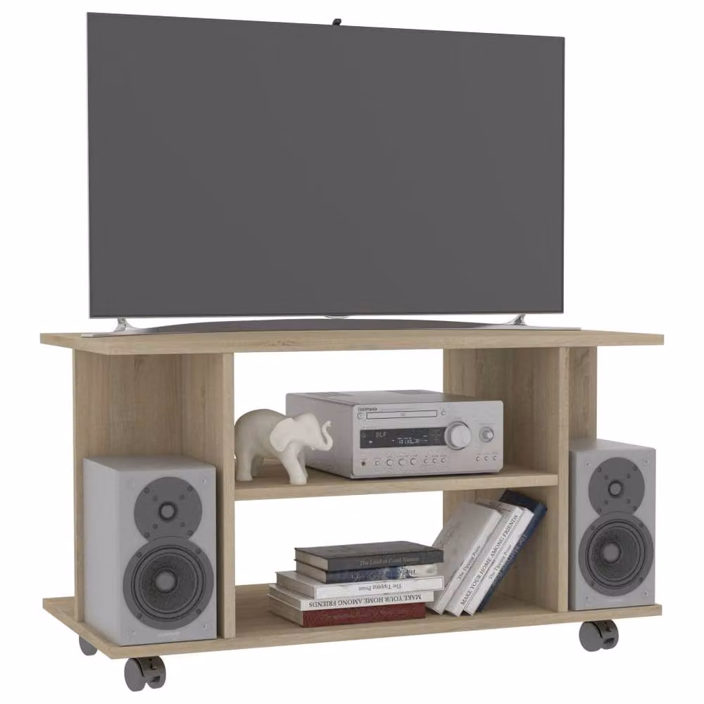 Berkfield Home TV Cabinet with Castors in Sonoma Oak Brown, W/D/H: 80 x 40 x 45 cm – 3