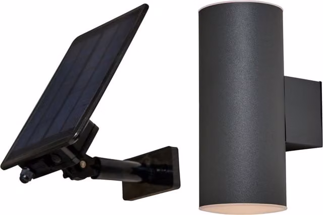 Litecraft Bao Solar LED Outdoor Up and Down Wall Light, Black