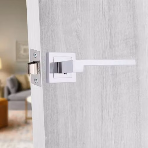 Golden Grace Zeta Door Handles on Square Rose in Polished Chrome, 6 Pairs – 2