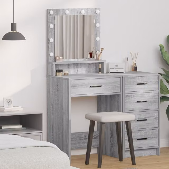 Berkfield Home Grey Sonoma Mirror Vanity Table, W/D/H: 50 x 41 x 135 cm – 1