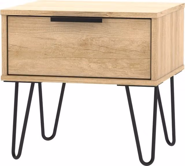 2 U Fuji 1 Drawer Bedside Table in Natural Wood, Ready Assembled