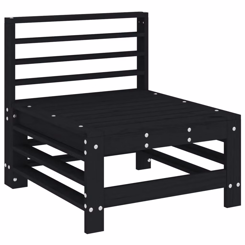Berkfield Home Garden Rustic Black Solid Wood Pine Middle Sofa – 2