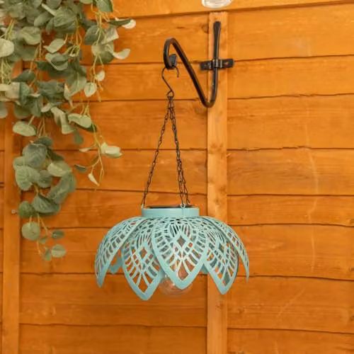 ValueLights Aqua Colour Pop Solar Hanging Lantern, Blue/Turquoise Metal Pendant Lamp – 3