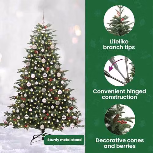 vidaXL Artificial Christmas Tree with 300 LEDs and Stand, Green, Height: 180 cm – 5