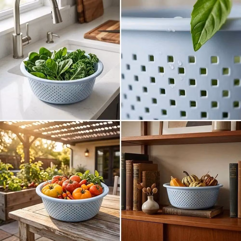 FLAVORA Multicolour Plastic Round Fruit and Vegetable Colander Basket, Diameter: 27 cm – 4