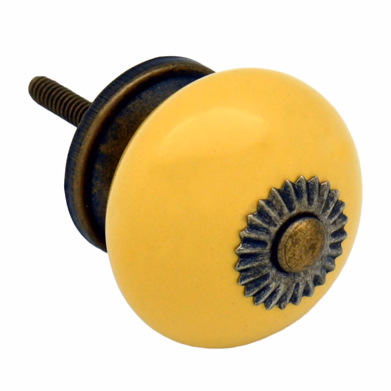 Nicola Spring Pack of 6 Round Ceramic Cabinet Knobs in Yellow – 3