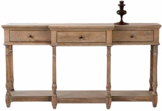 Minster Wooden 3 Drawer Console Table in Brown, W/D/H: 45 x 45 x 160 cm – 1