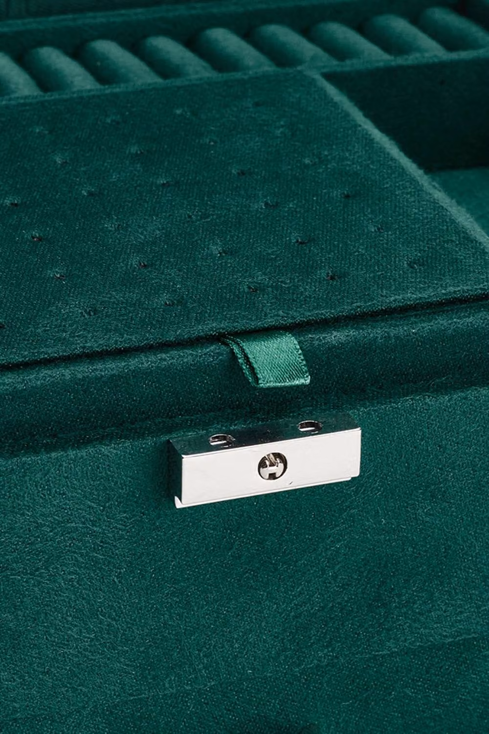 ExtraStar 3-Tier Velvet Jewellery Box with Lock in Green, W: 24.0 cm, D: 11.0 cm, H: 1.0 cm – 5