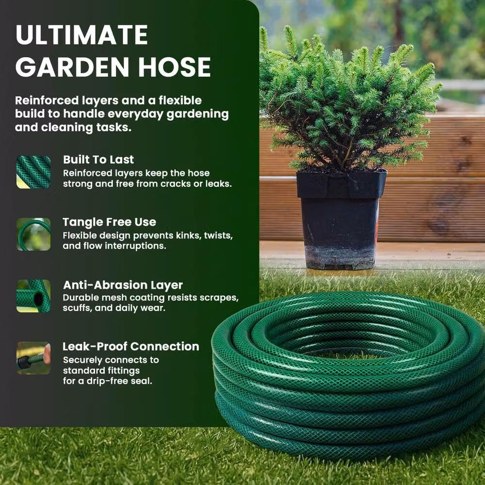 Mantraraj Heavy Duty PVC Reinforced Garden Hose Pipe with Spray Nozzles, Green, 45m – 3