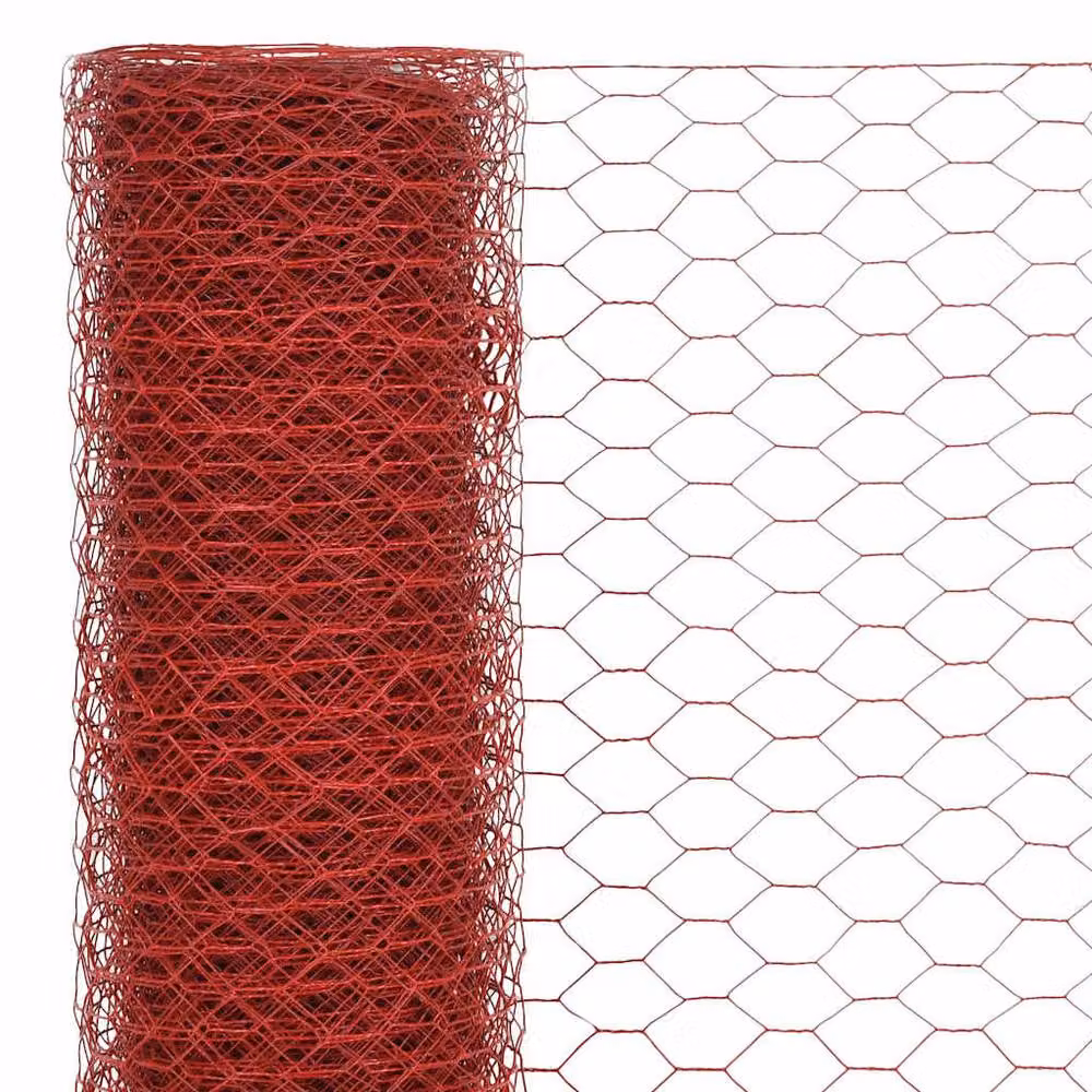 Berkfield Home Red PVC Coated Steel Chicken Wire Fence, 25 x 1 m – 3