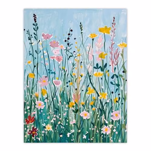 Artery8 Summer Wild Flower Blossom Meadow Wall Art Poster Print, Multicolour, W: 46 cm, H: 61 cm – 1