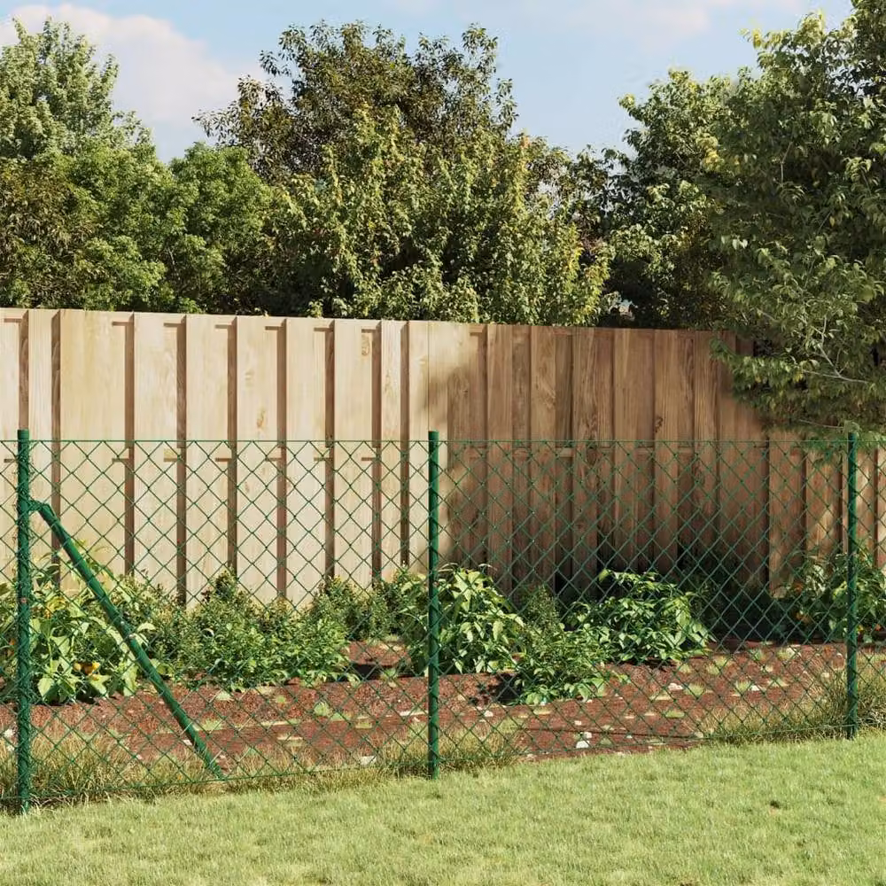 Berkfield Home Green PVC-Coated Steel Chain Link Fence, H: 1.1 m x W: 10 m – 2
