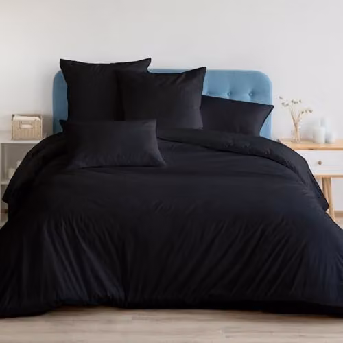Home Sweet Home UK 200 Thread Count Cotton Percale Duvet Cover and Pillowcase Set, Black, W/D/H: 200 x 200 cm, 140 x 200 cm, 48 x 74 cm – 3