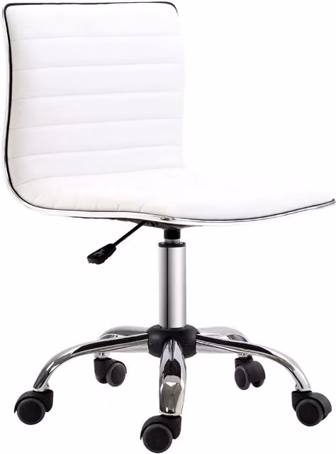 HOMCOM Adjustable Swivel Mid-Back Office Task Chair in White PU Leather with Chrome Base