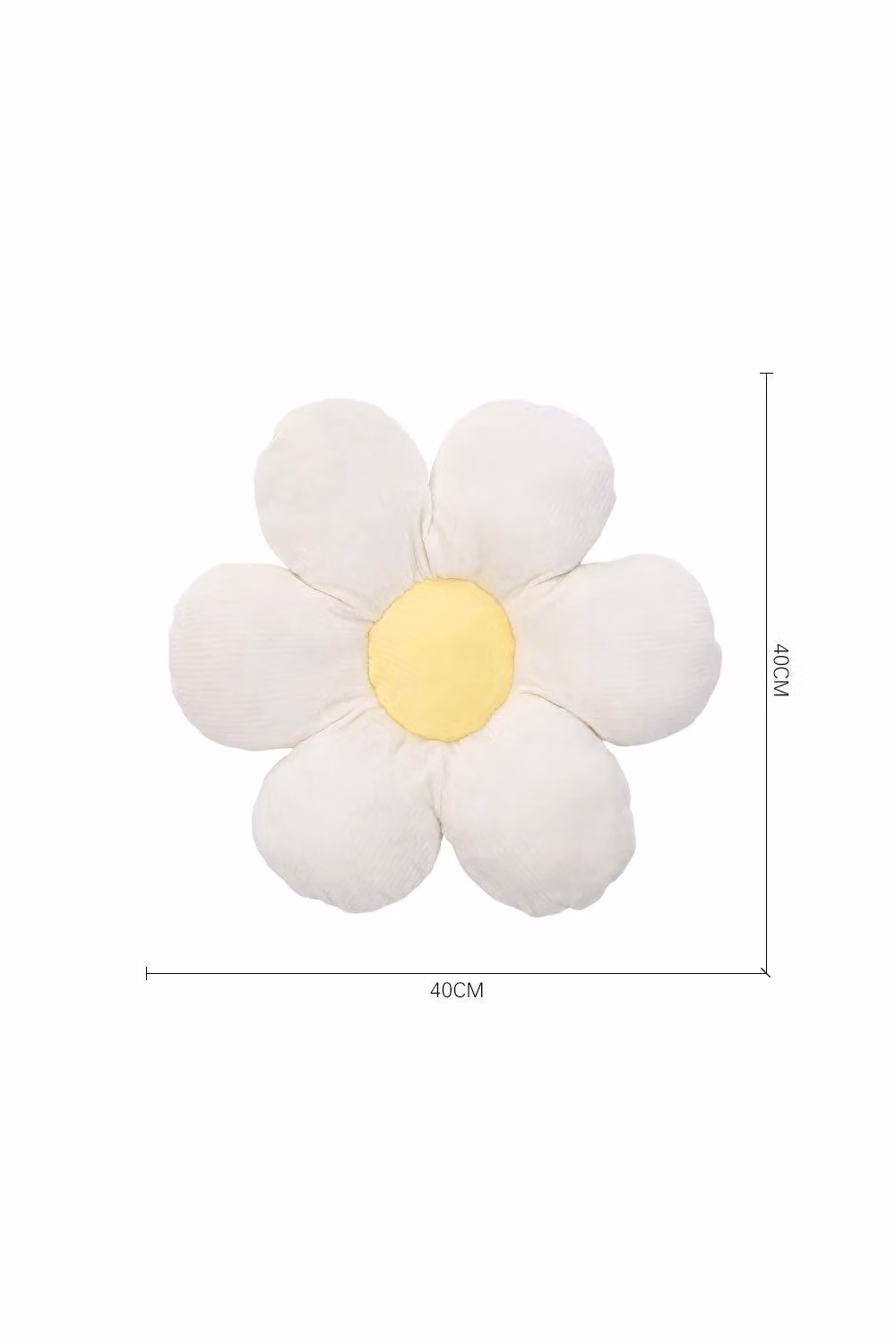 H&O Direct Daisy Shaped Floral Seat Cushion Throw Pillow in White, W/D/H: 40 x 40 x 1 cm – 2