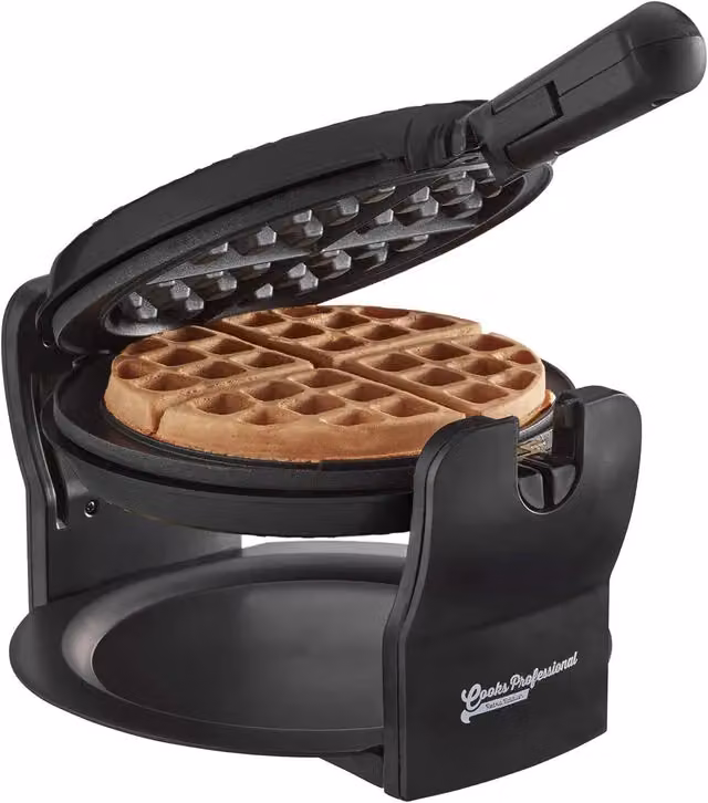 Cooks Professional Rotary Belgian Waffle Maker Machine with Non-Stick Plates and Drip Tray in Black – 4