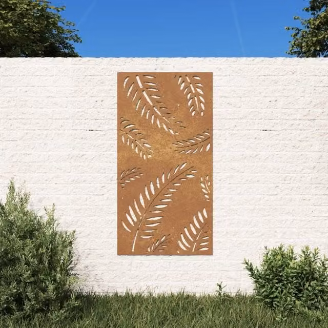 Berkfield Home Garden Brown Corten Steel Floral Leaf Wall Decoration, W: 105 cm, H: 55 cm – 1