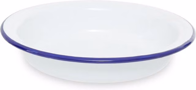 Orsina Non-Stick Enamel Round Tart Tin, White and Blue, Diameter: 21 cm