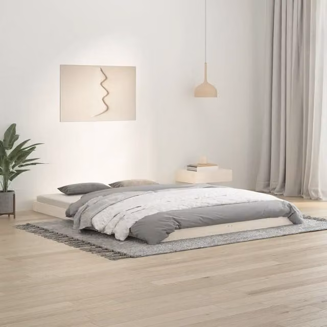 Berkfield Home Solid Wood Pine Bed Frame in White, W/D/H: 140 x 200 cm – 1