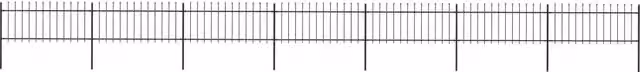 Berkfield Home Garden Spear Top Steel Fence, Black, W: 11.9 m x H: 0.8 m – 1