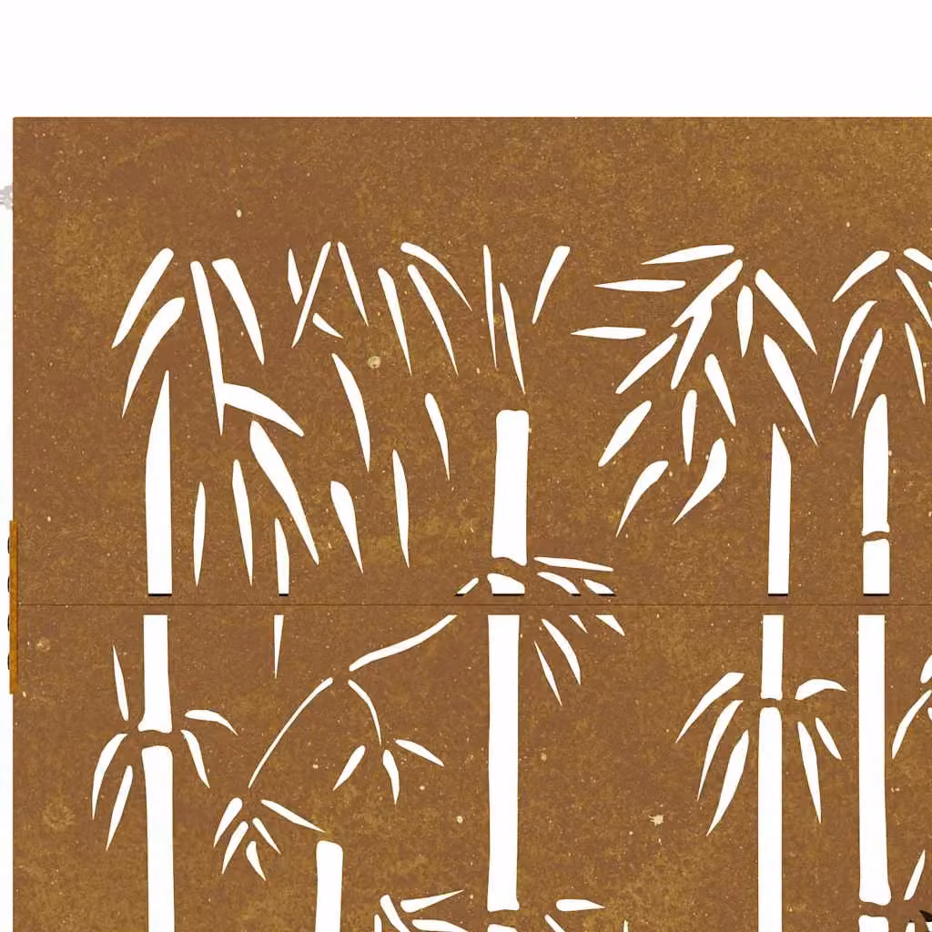 Berkfield Brown Corten Steel Garden Gate with Bamboo Design, W: 105 cm, H: 205 cm – 4
