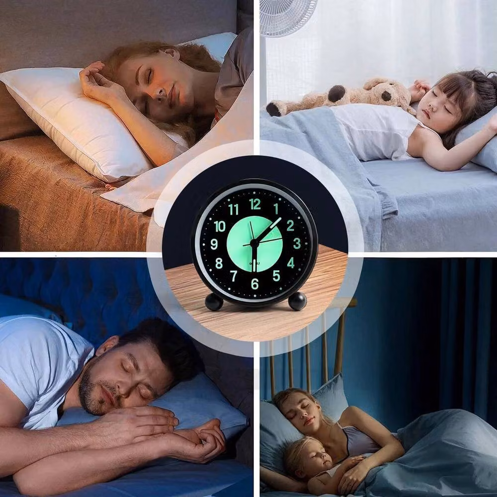 FLAVORA Black Luminous Large Silent Bedside Alarm Clock – 5